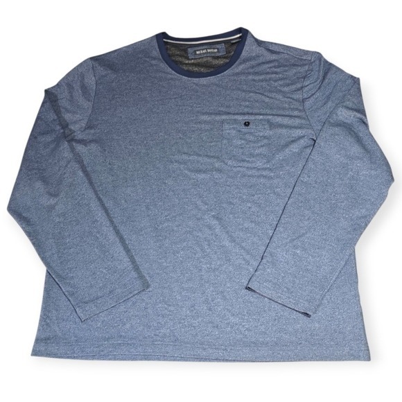 Michael Bastian Men's L/s Chest Pocket Knit Pullover Shirt Heathered Blue XL‎ - Picture 4 of 7